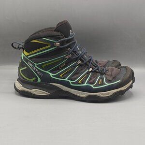 Salomon X-Ultra Mid 2 GTX Boots Trail Hiking Shoes Blue Green - Women's Size 9.5